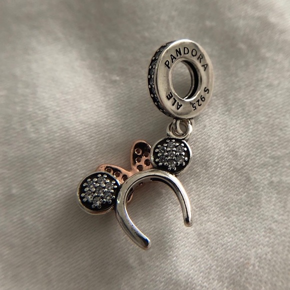 Pandora Disney Minnie Mouse Pavé Headband Dangle Pendant Charm - Picture 5 of 7